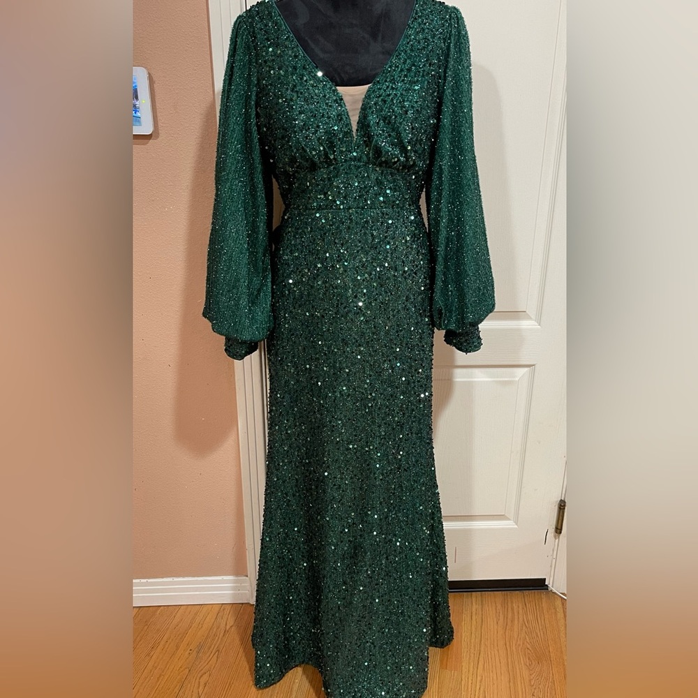 Emerald Sequin Evening Dress